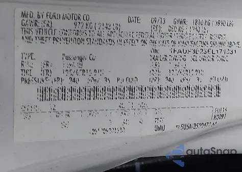 2014 Ford Focus S из США, поврежденный, VIN 1FADP3E23EL171331